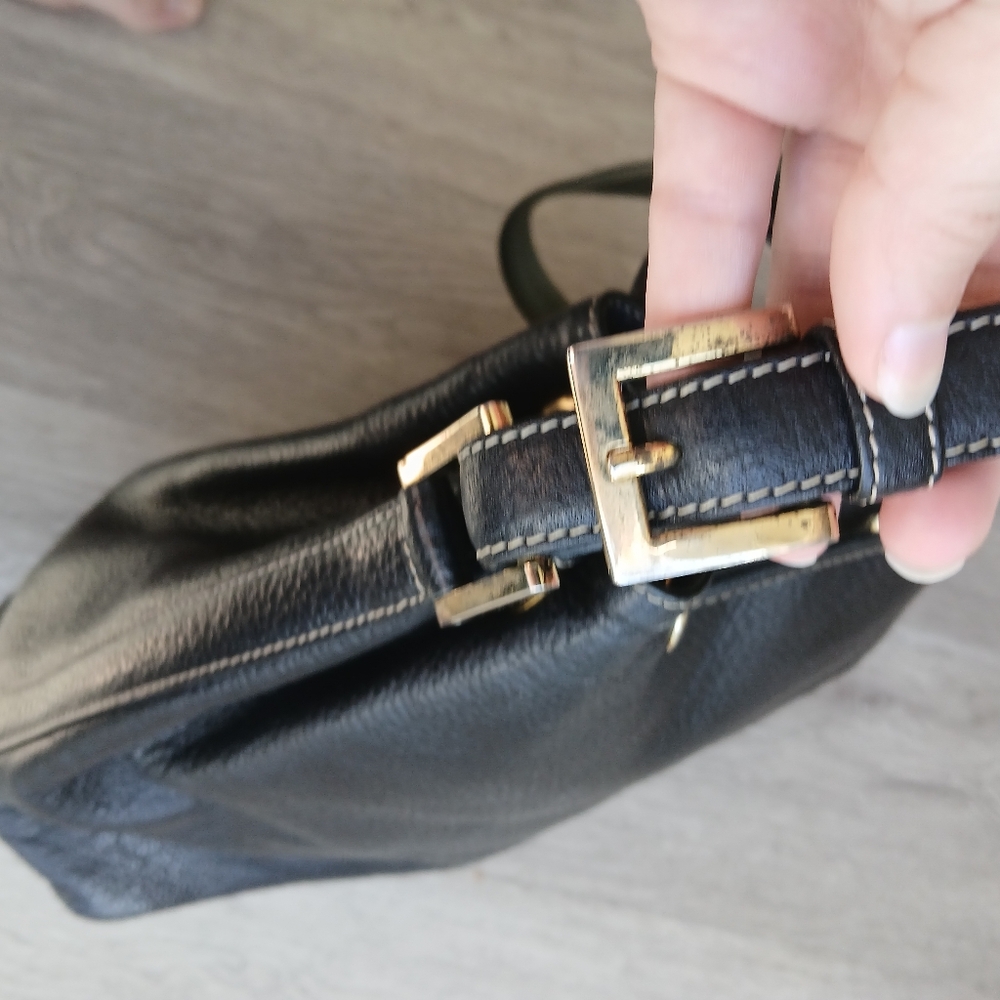 JOYCE Black Leather Drawstring Bag - Picture 11 of 11